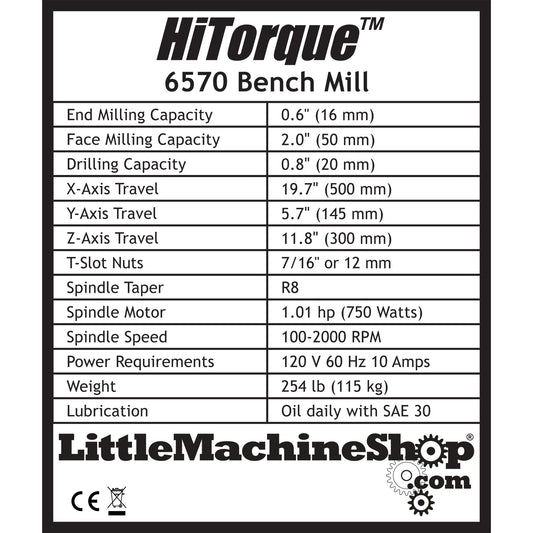 Label, HiTorque Bench Mill Deluxe, Digital Display