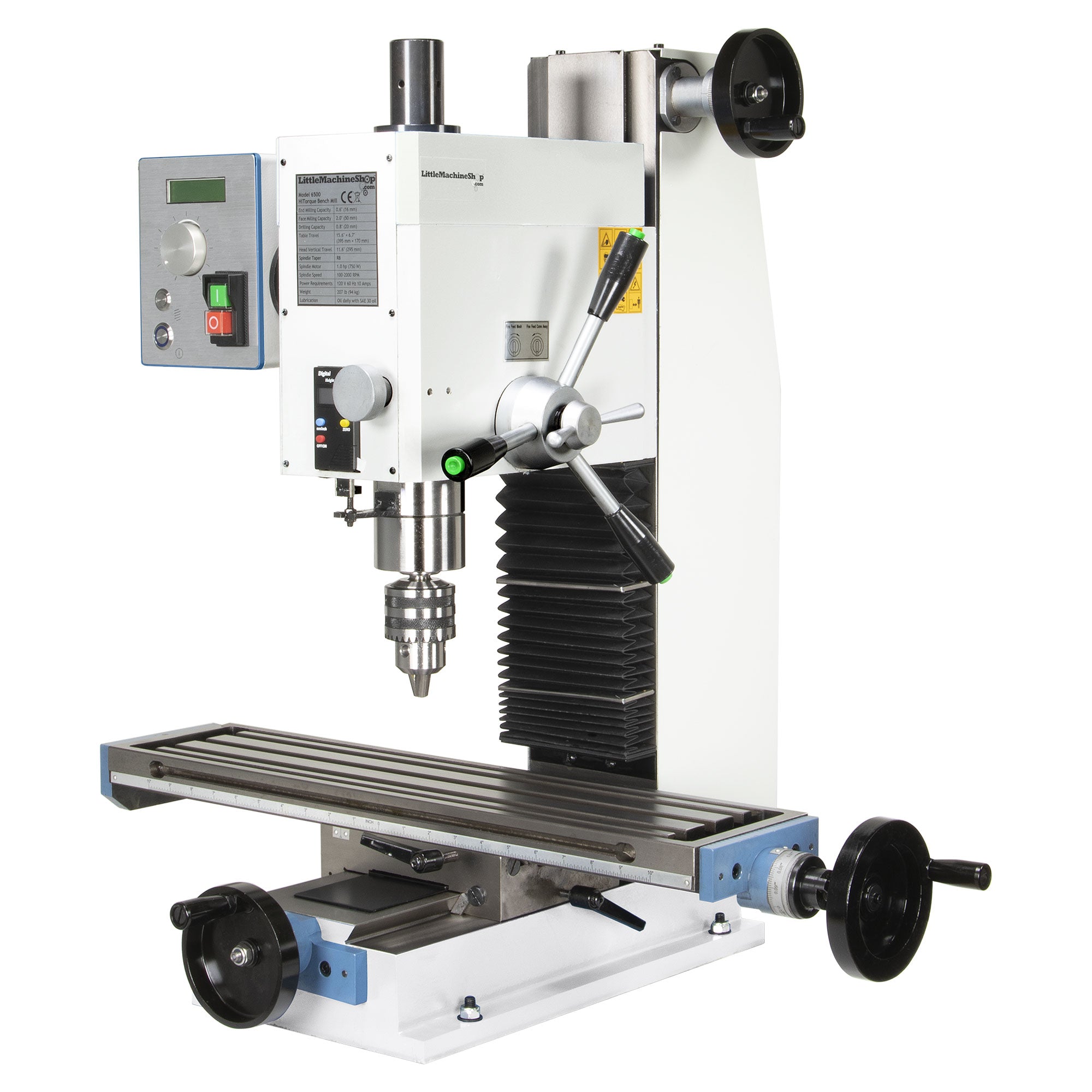 HiTorque 6500 Bench Mill (Long Table) | LittleMachineShop.com