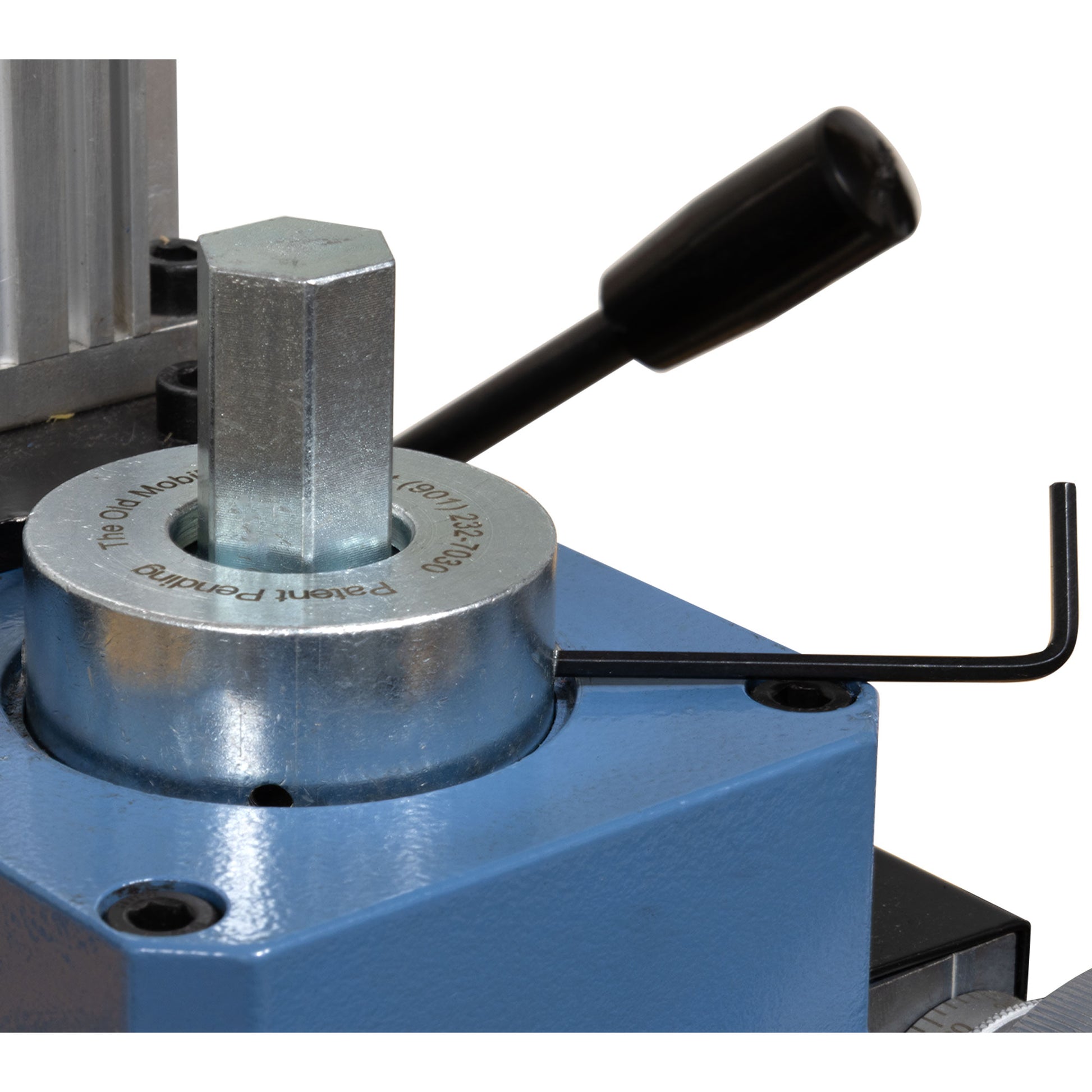 Tool Ejecting Draw Bar, Mini Mill - Installed View  showing adjustment wrench - LittleMachineShop.com