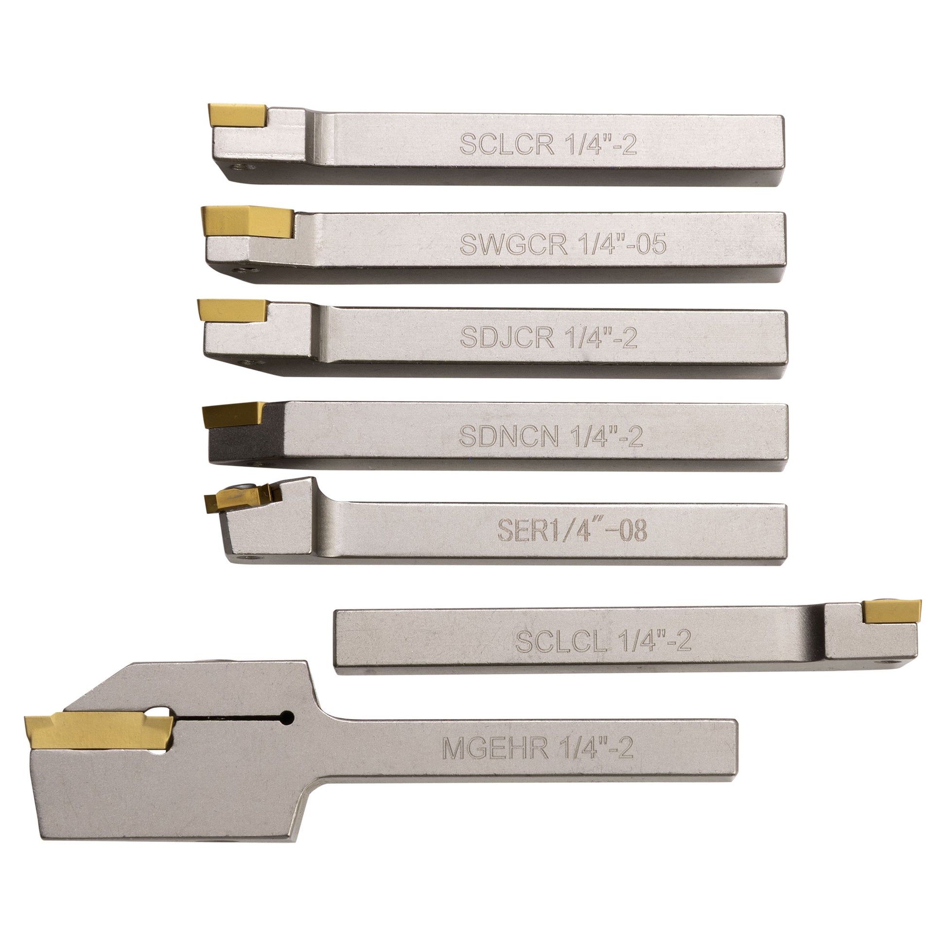 Turning Tools, 1/4" Indexable, 7 Piece Set, Harlingen