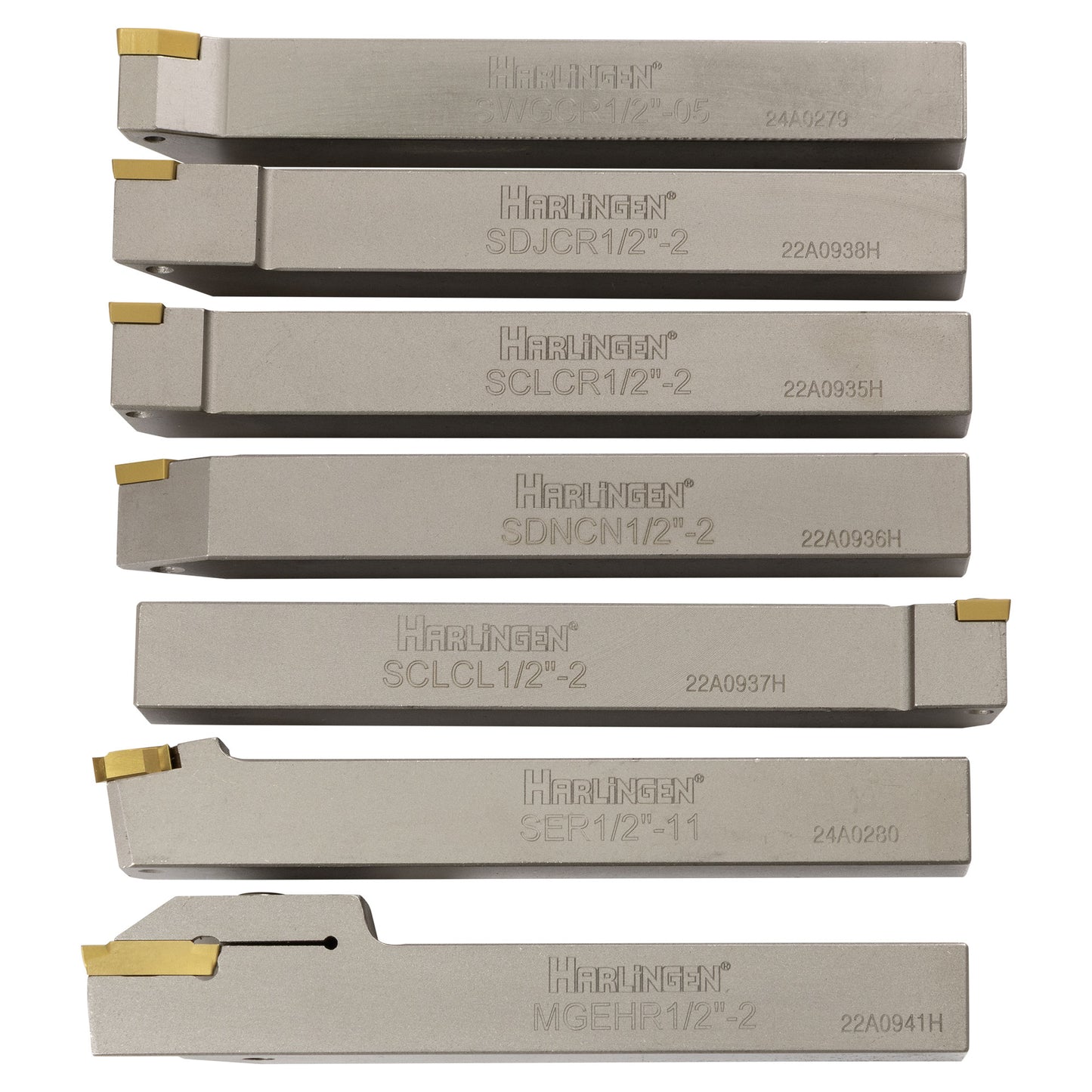 Turning Tools, 1/2" Indexable, 7 Piece Set, Harlingen