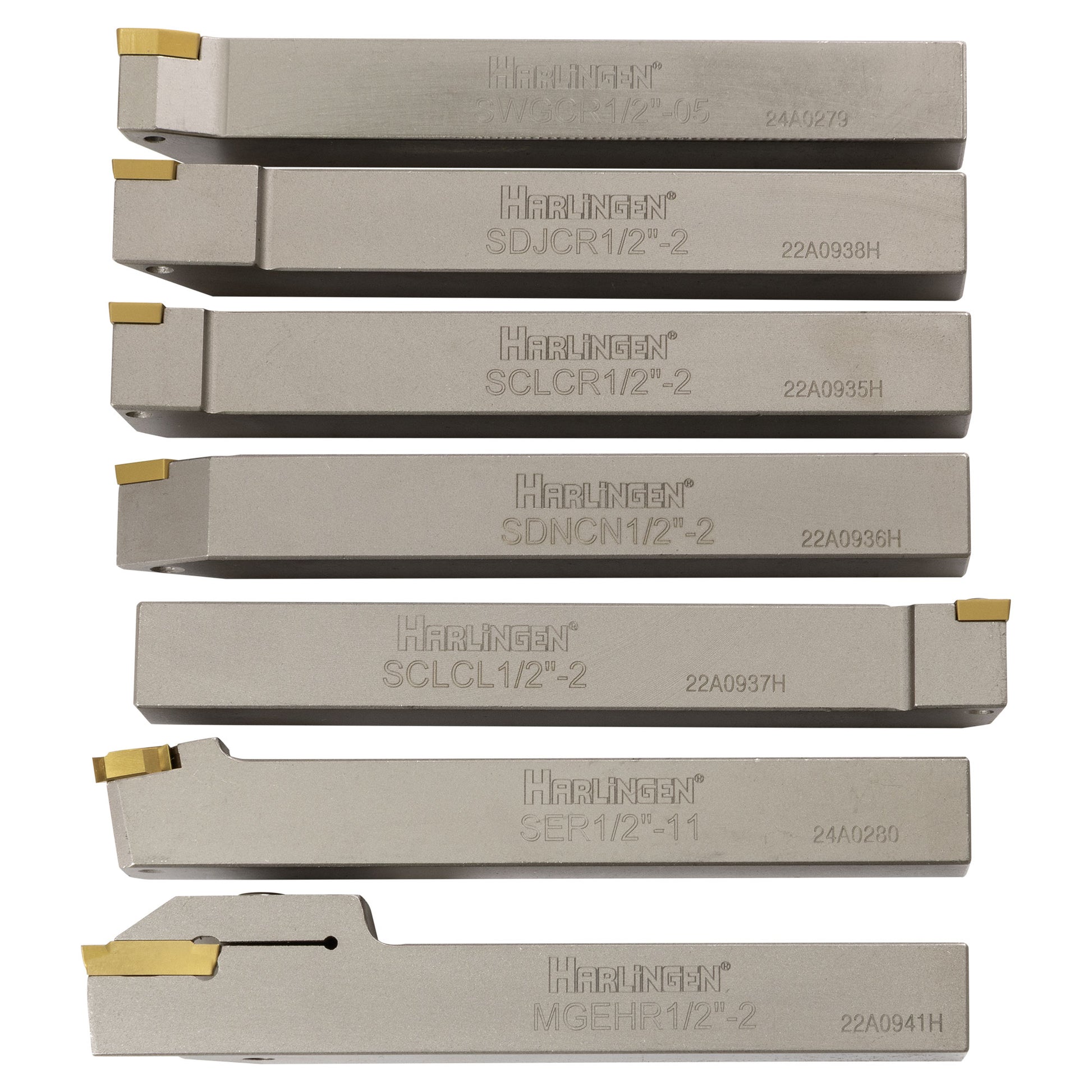 Turning Tools, 1/2" Indexable, 7 Piece Set, Harlingen