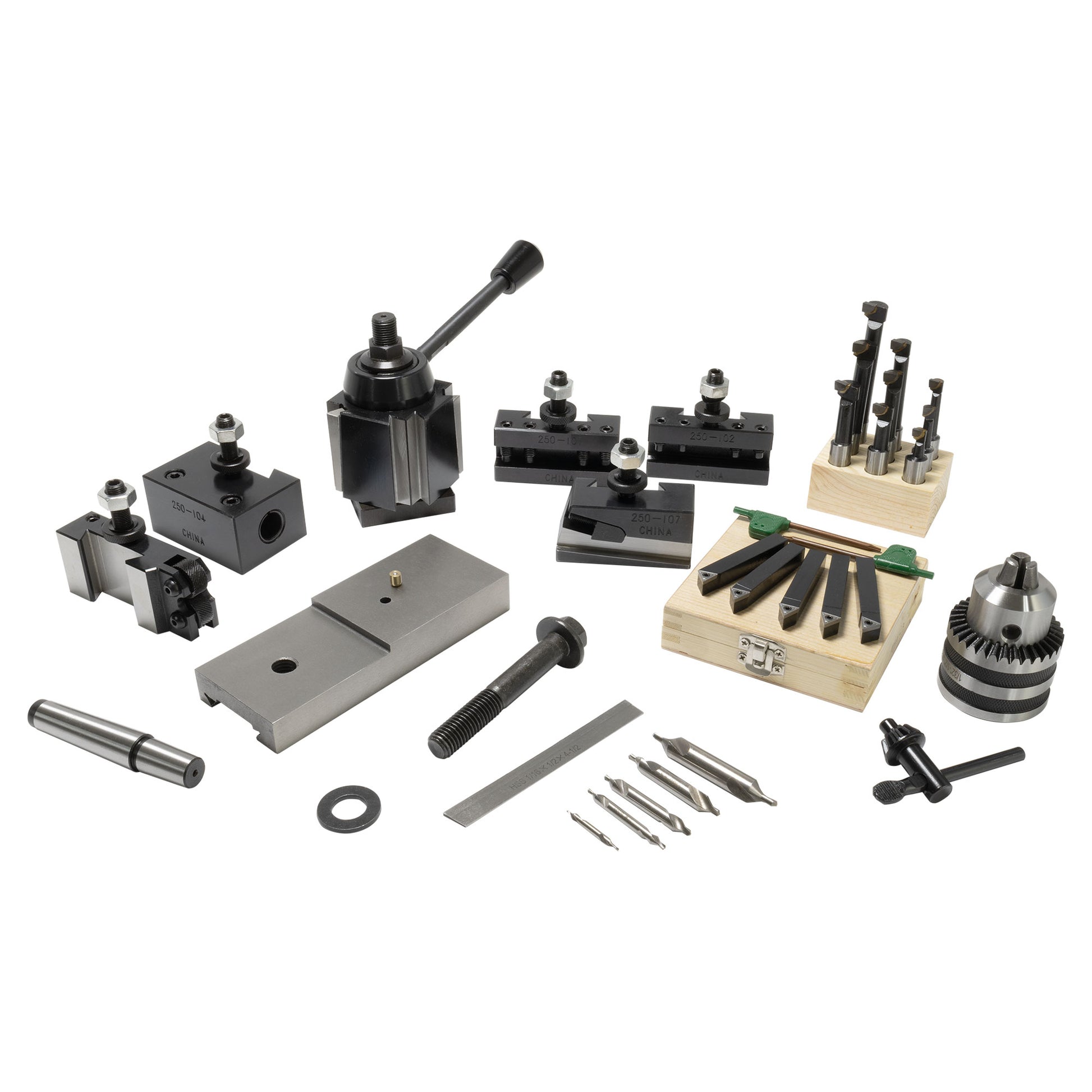 Bench Lathe Tooling Package, Basics + AXA QCTP (9x20 HiTorque)
