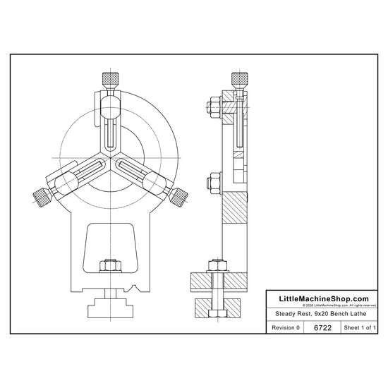6722 - Drawing - Steady Rest, 9x20 Bench Lathe - LittleMachineShop.com