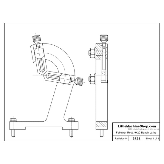 6723 - Drawing - Follower Rest, 9x20 Bench Lathe - LittleMachineShop.com