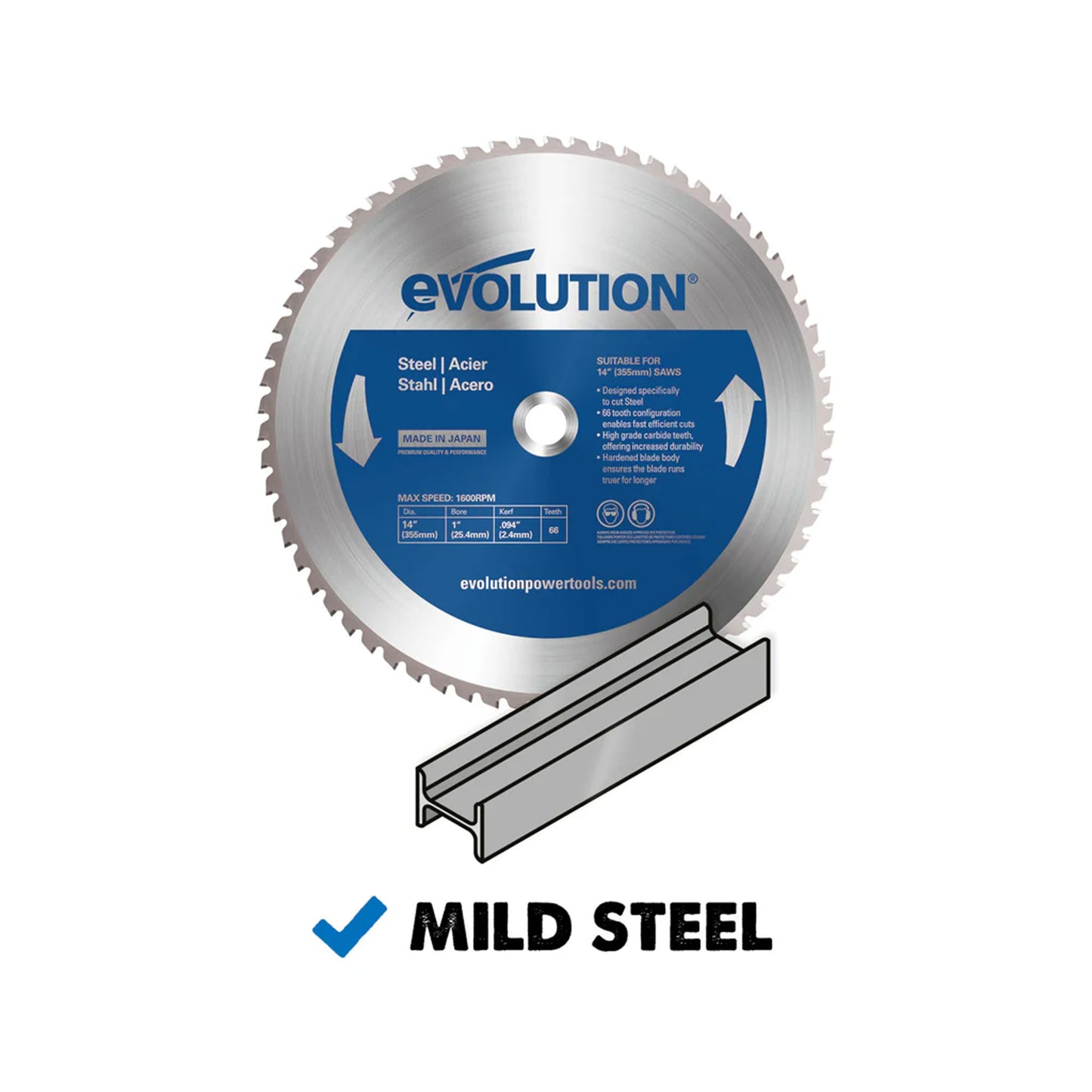 Saw Blade, 14" Mild Steel, 66T, Evolution
