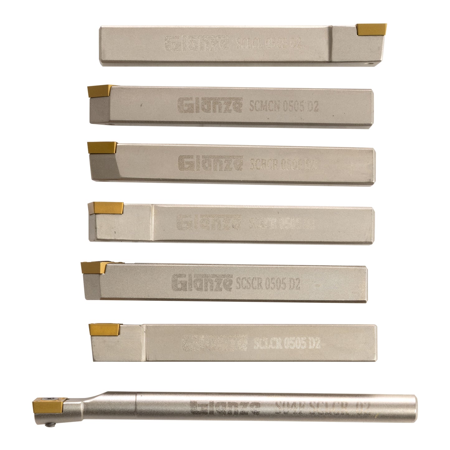 Turning & Boring Tools, 5/16 inch Indexable, 7 Piece Set - cutters showing size