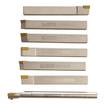 Turning & Boring Tools, 5/16 inch Indexable, 7 Piece Set - cutters showing size