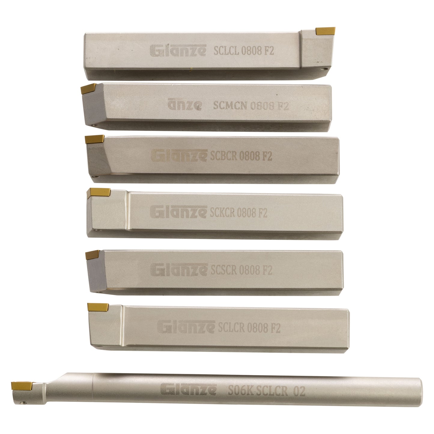 Turning & Boring Tools, 1/2 inch Indexable, 7 Piece Set - cutters showing size