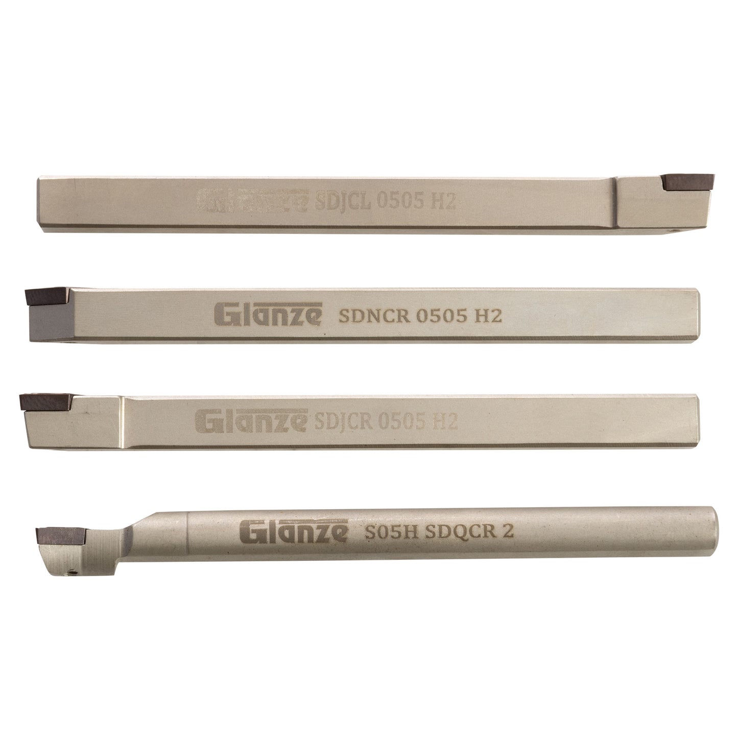 Turning & Boring Tools, 5/16 inch Indexable, 4 Piece Set - cutters showing size