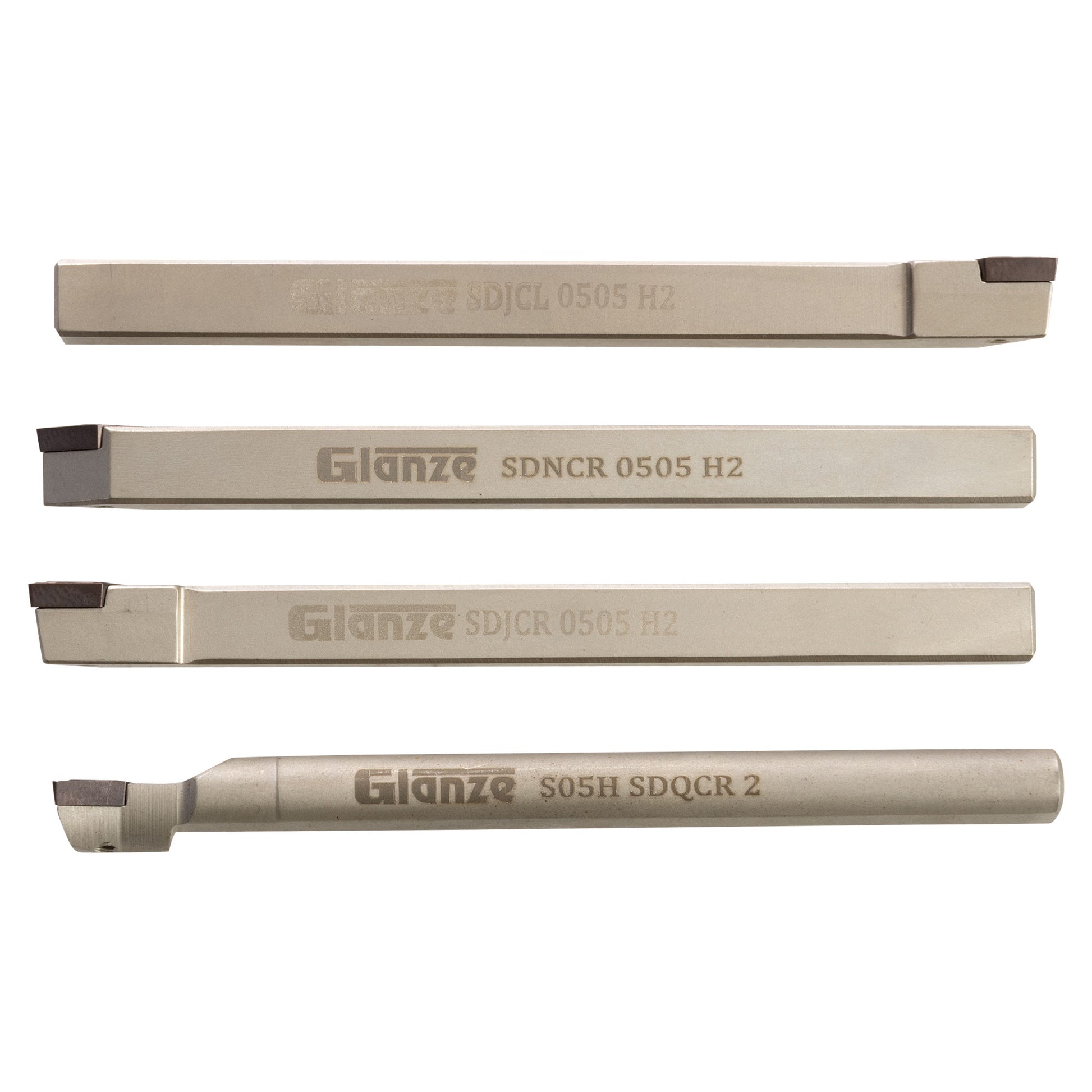 Turning & Boring Tools, 5/16 inch Indexable, 4 Piece Set - cutters showing size