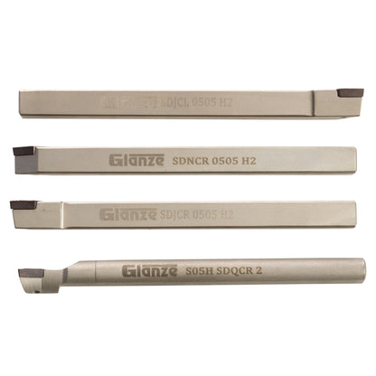 Turning & Boring Tools, 5/16 inch Indexable, 4 Piece Set - cutters showing size