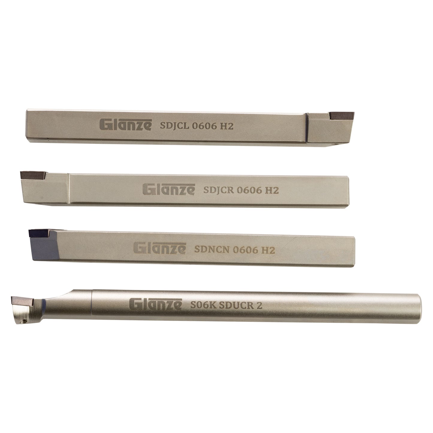 Turning & Boring Tools, 3/8 inch Indexable, 4 Piece Set - cutters showing size