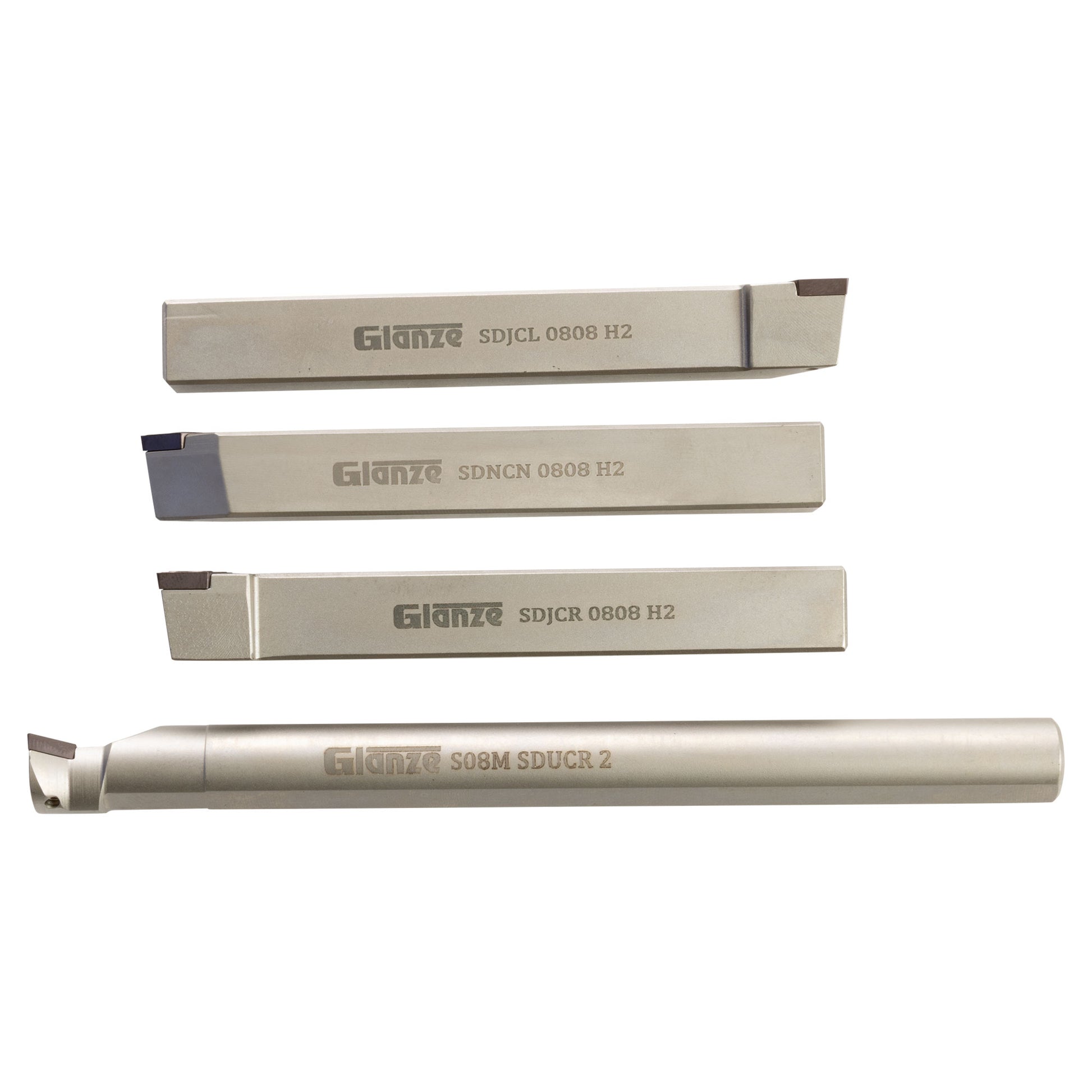 Turning & Boring Tools, 1/2 inch Indexable, 4 Piece Set - cutters showing size