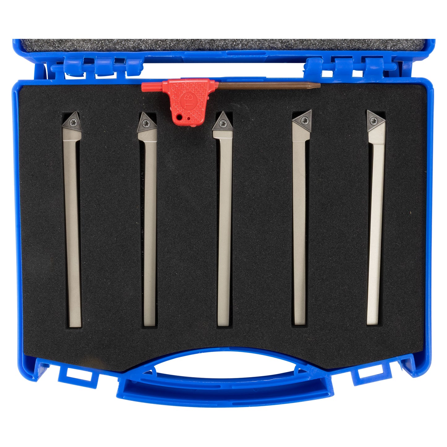 MINI TURNING TOOL SET (5 TOOLS) 1/4 SILVER FINISH - Set in case - LittleMachineShop.com