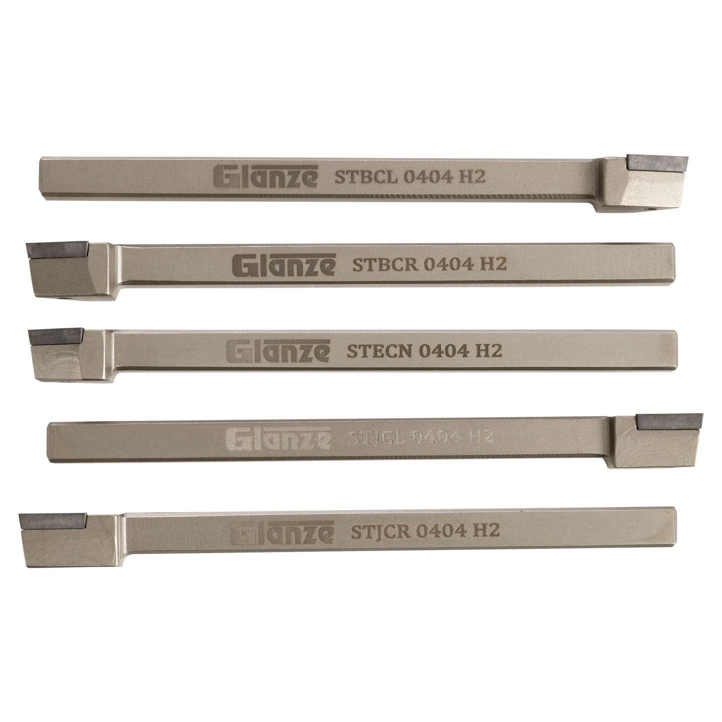 MINI TURNING TOOL SET (5 TOOLS) 1/4 SILVER FINISH - Set showing sizes - LittleMachineShop.com