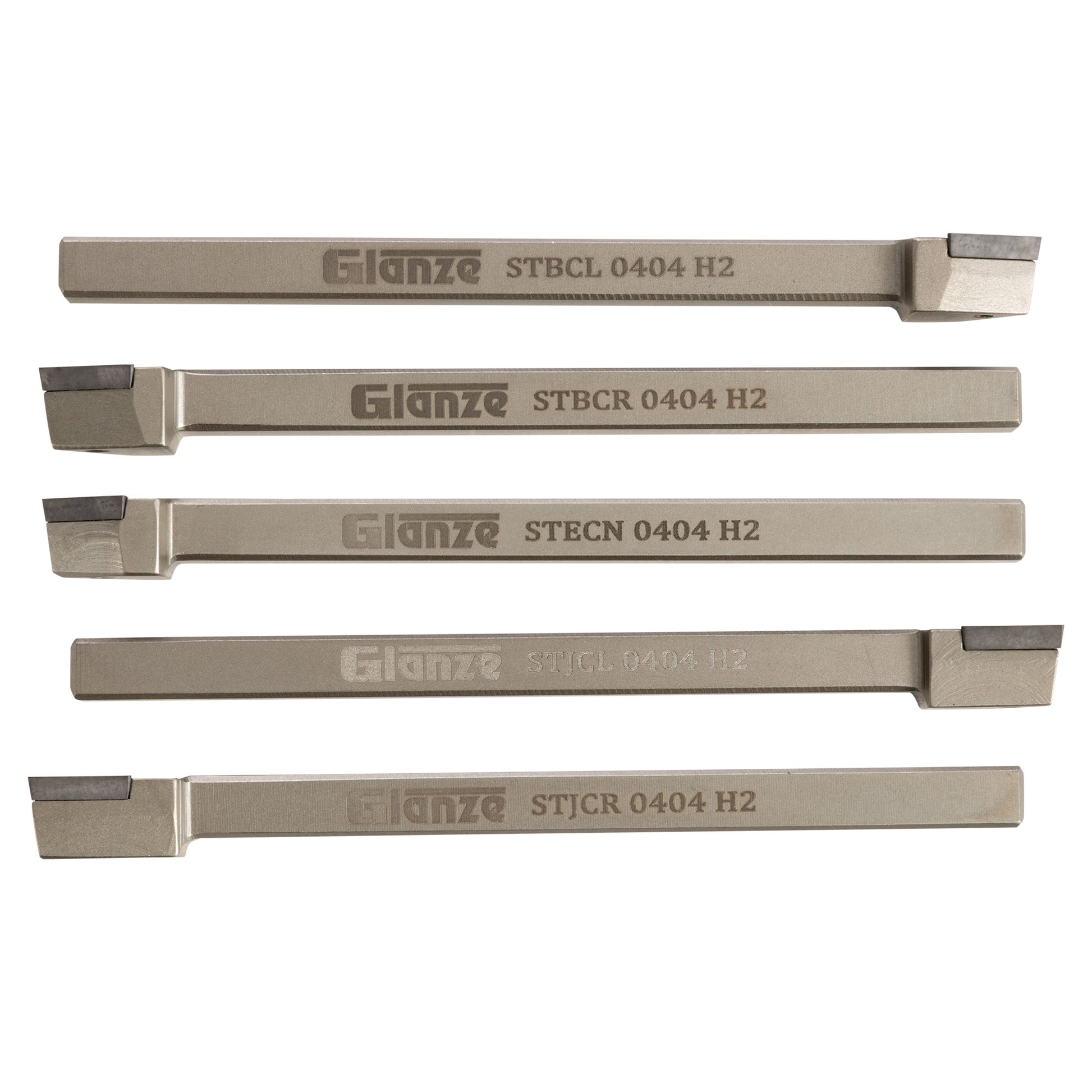 MINI TURNING TOOL SET (5 TOOLS) 1/4 SILVER FINISH - Set showing sizes - LittleMachineShop.com