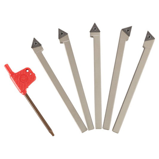 MINI TURNING TOOL SET (5 TOOLS) 1/4 SILVER FINISH - LittleMachineShop.com
