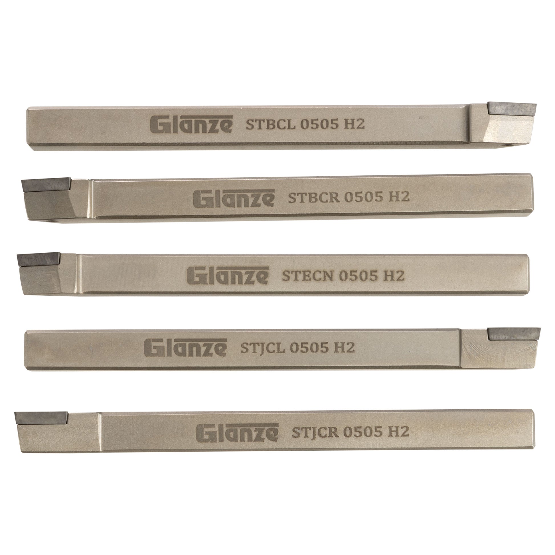 MINI TURNING TOOL SET (5 TOOLS) 5/16 SILVER FINISH - Set showing sizes - LittleMachineShop.com