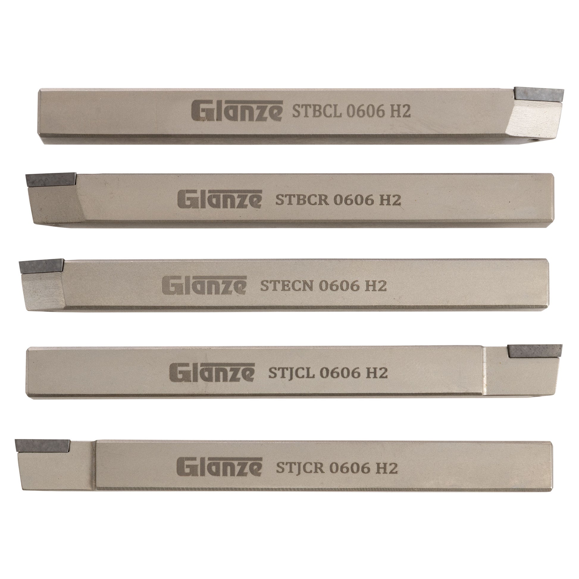 MINI TURNING TOOL SET (5 TOOLS) 3/8 SILVER FINISH - Set showing sizes - LittleMachineShop.com