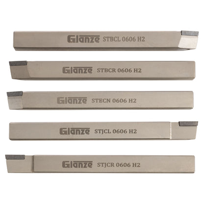 MINI TURNING TOOL SET (5 TOOLS) 3/8 SILVER FINISH - Set showing sizes - LittleMachineShop.com