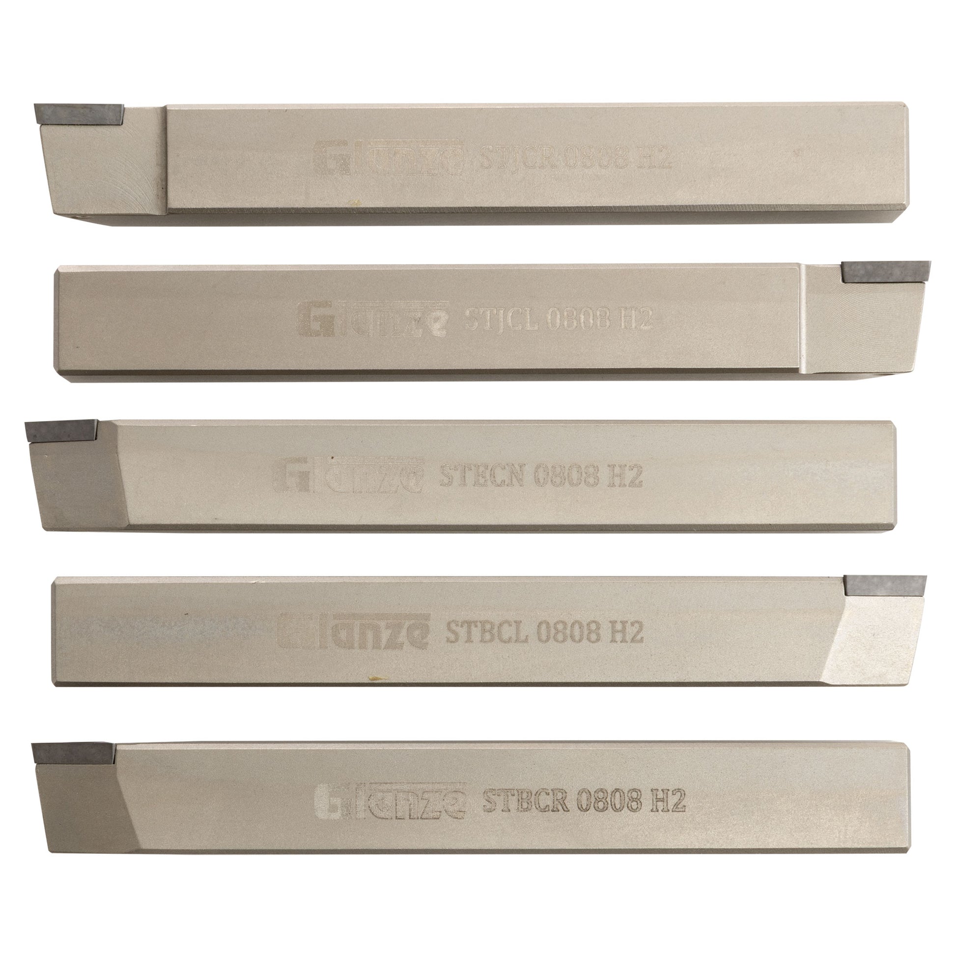 MINI TURNING TOOL SET (5 TOOLS) 1/2 SILVER FINISH - Set showing sizes - LittleMachineShop.com