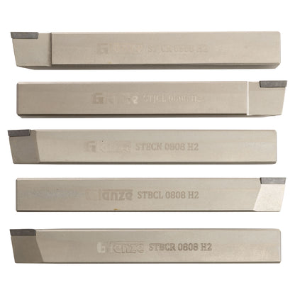 MINI TURNING TOOL SET (5 TOOLS) 1/2 SILVER FINISH - Set showing sizes - LittleMachineShop.com