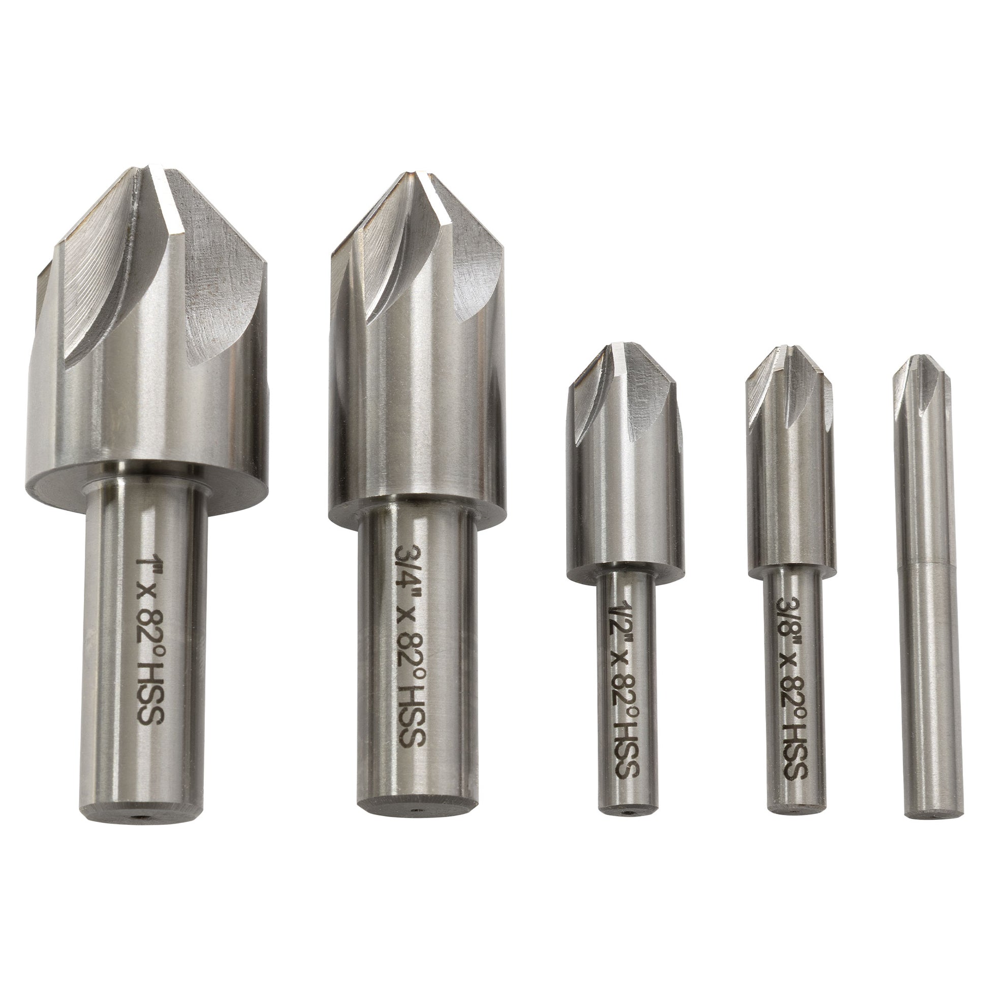 Countersink Set, Six Flute 82 Degree, Set of 5