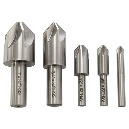 Countersink Set, Six Flute 82 Degree, Set of 5