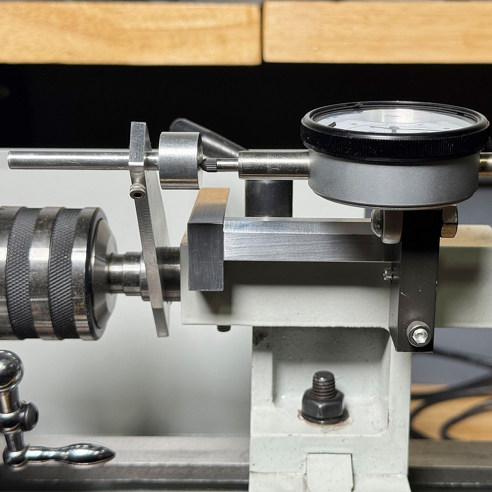 Tail Stock Rail for Indicator Holder - installed Side View - LittleMachineShop.com