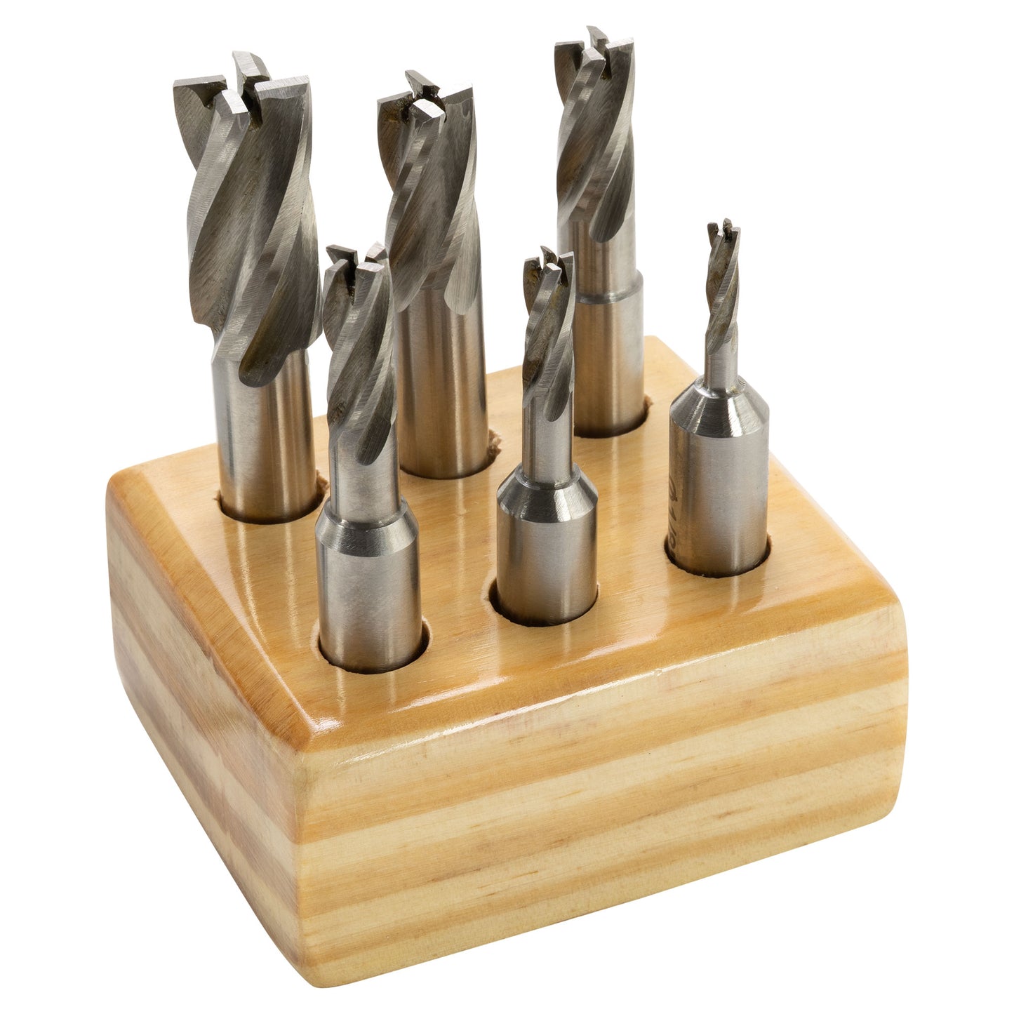 End Mill Set, 6 Piece 4 Flute, Non-Center Cutting - in holder - LittleMachineShop.com