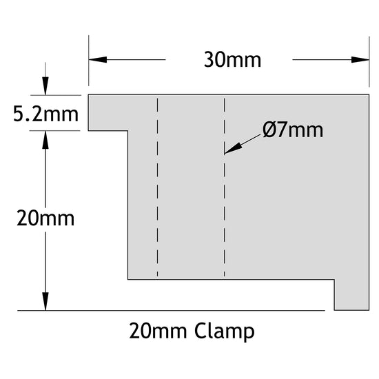Clamp, Adjustable 8mm T-slot - Drawing - LittleMachineShop.com