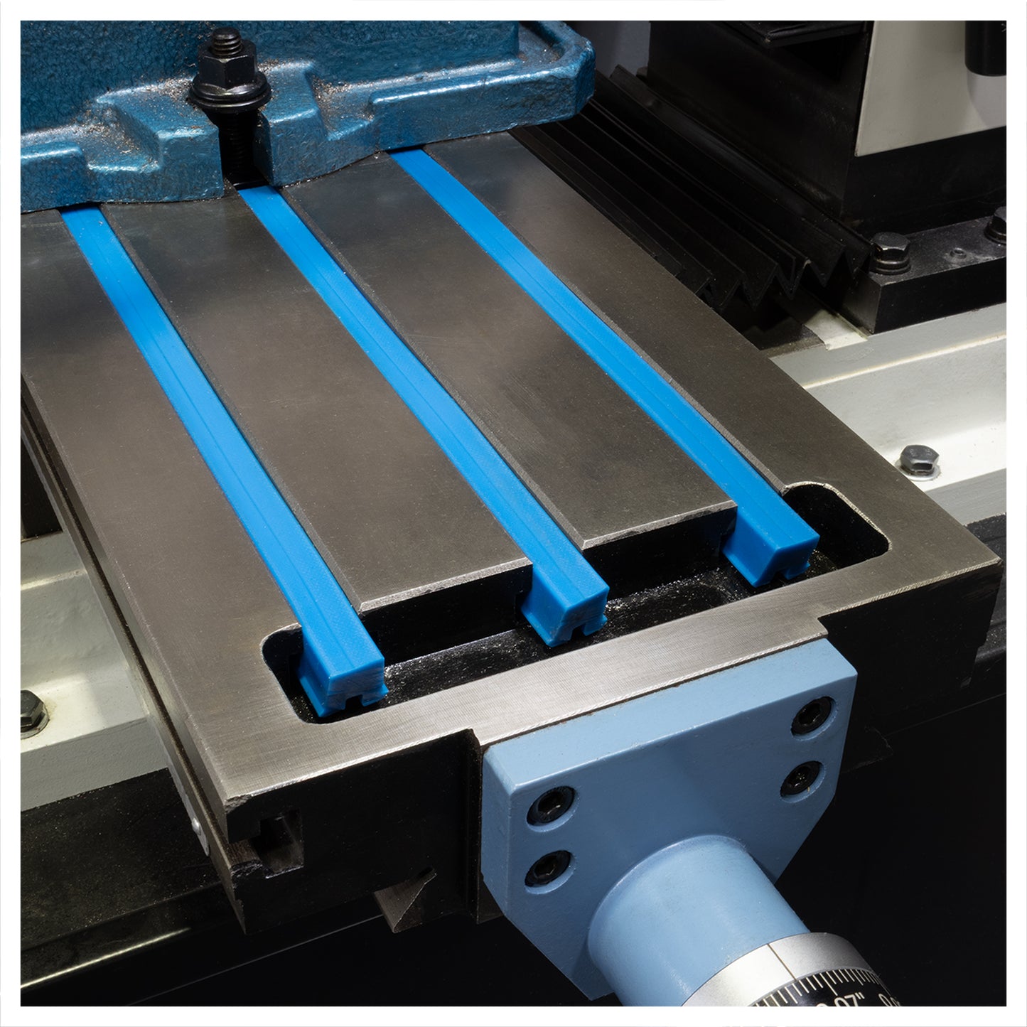 T-Slot Chip Guards, High-temperature Silicone, Sold by Foot - Installed on Mill Table | LittleMachineShop.com