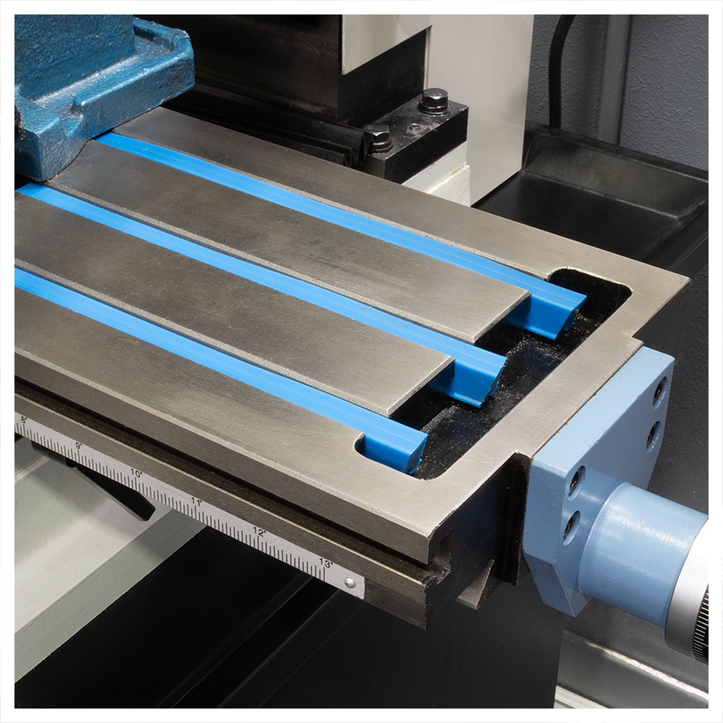 T-Slot Chip Guards, High-temperature Silicone, Sold by Foot - Installed on Mill Table Alternate View  | LittleMachineShop.com