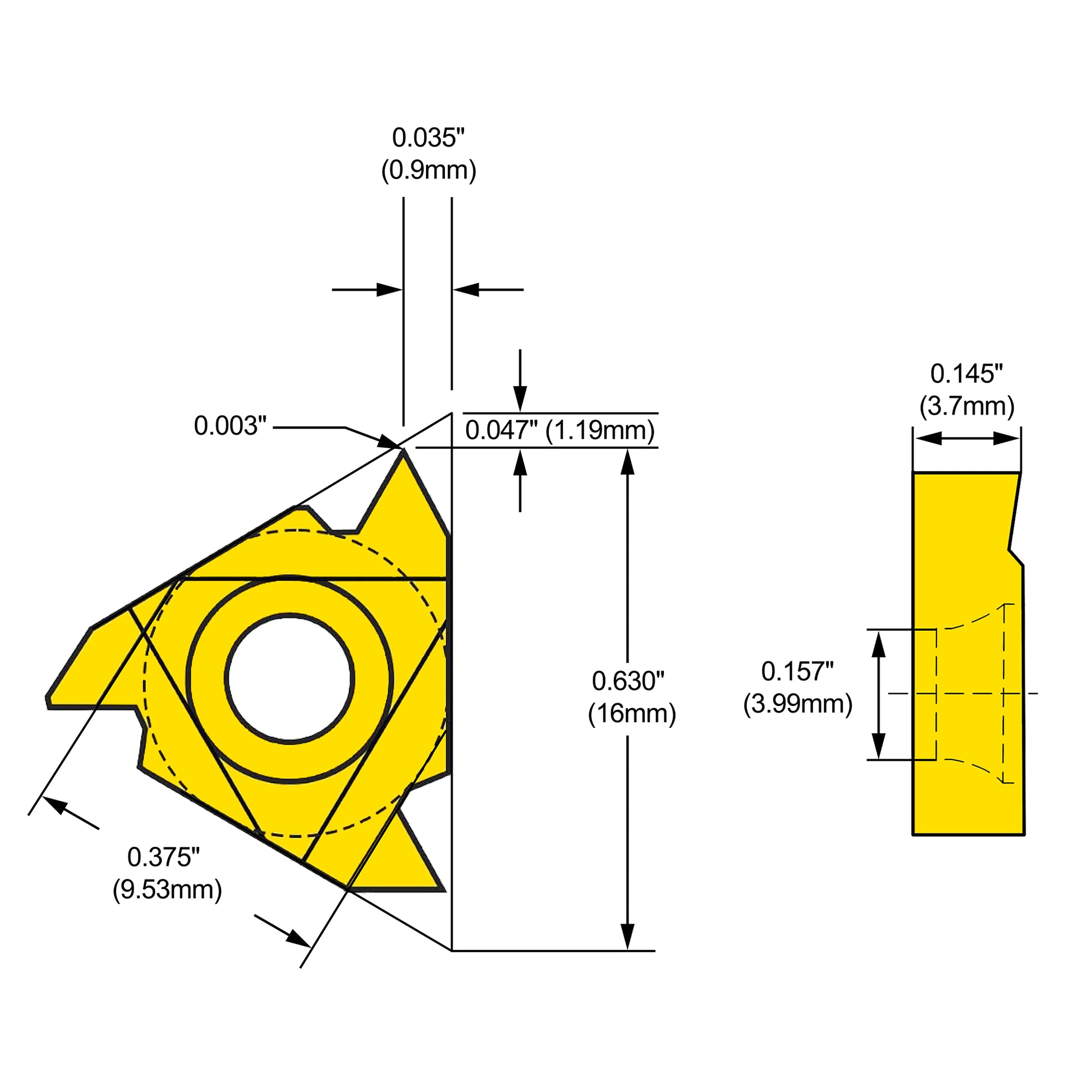Insert, 16IRA60 Internal Thread, TiN Coated | LittleMachineShop.com