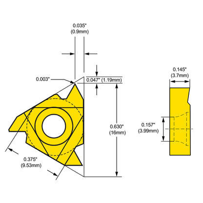 Insert, 16IRA60 Internal Thread, TiN Coated | LittleMachineShop.com