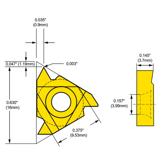 Insert, 16ERA60 External Thread, TiN Coated | LittleMachineShop.com