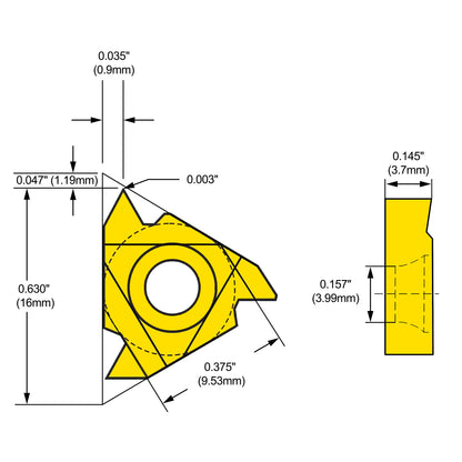 Insert, 16ERA60 External Thread, TiN Coated | LittleMachineShop.com