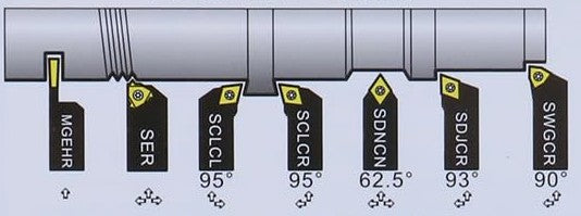 Turning Tools, 5/16" Indexable, 7 Piece Set, Harlingen