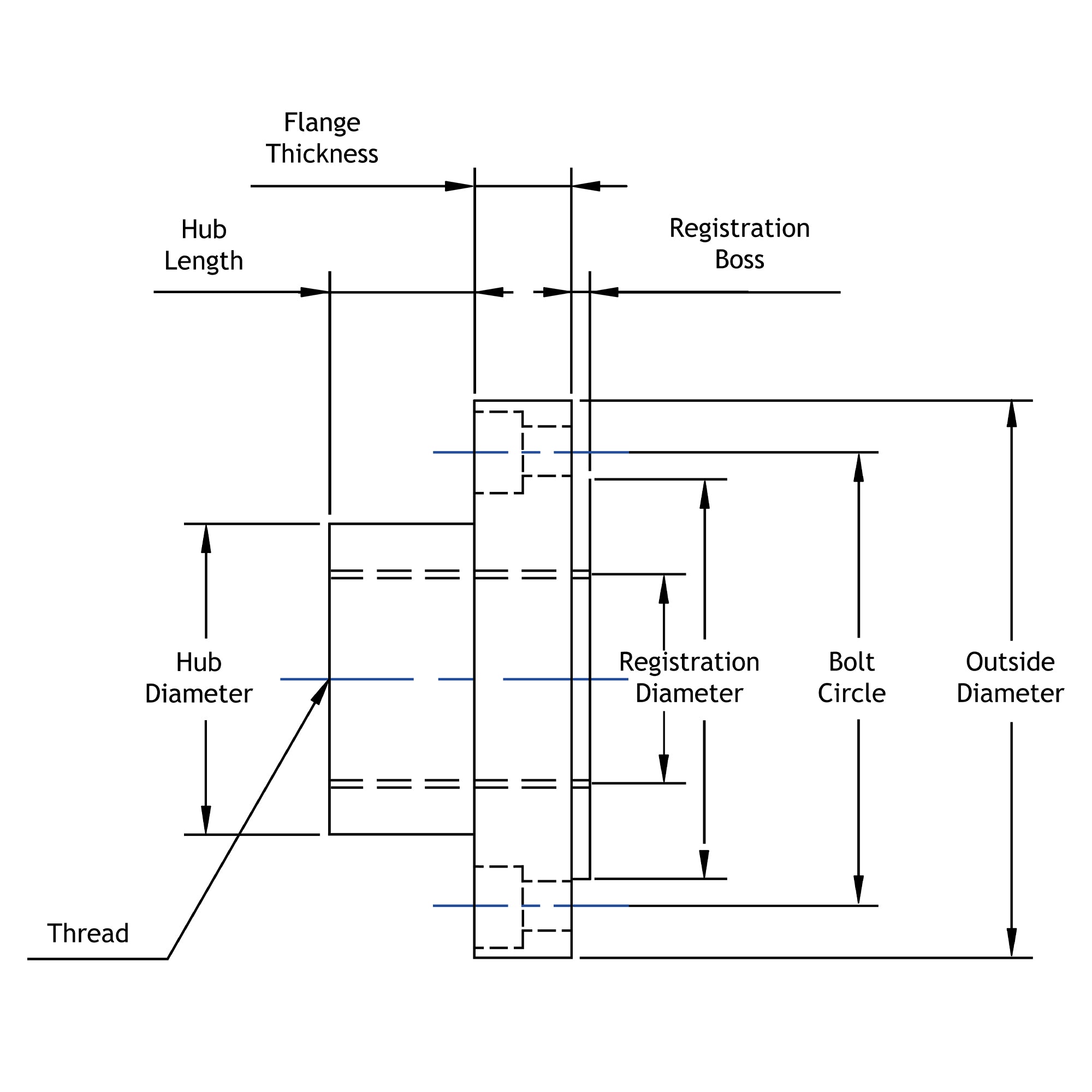 Lathe Chuch Threaded Adapter Dimension Diagram - LittleMachineShop.com