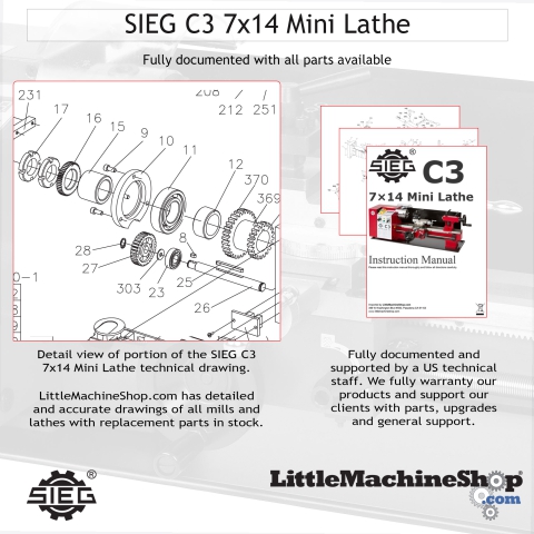 SIEG C3 7x14 Mini Lathe - Parts Callout