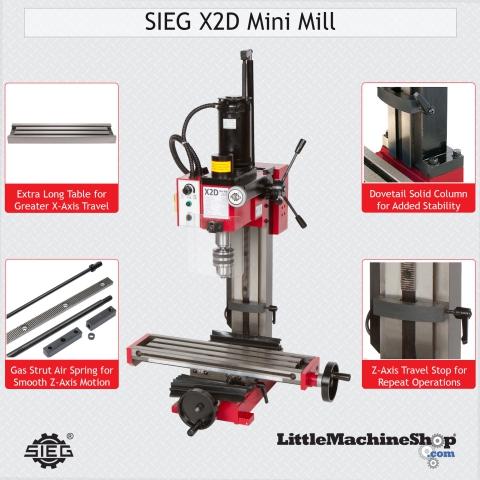 SIEG X2D Mini Mill - Large Stable Work Envelope Callout
