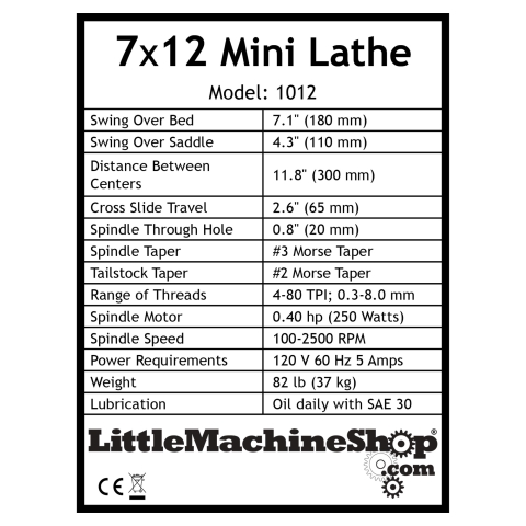 Label, 7x12 Mini Lathe