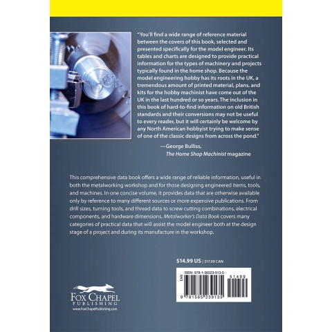 Metalworker's Data Book for Home Machinists - back cover
