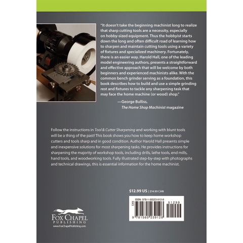Tool & Cutter Sharpening for Home Machinists - back cover