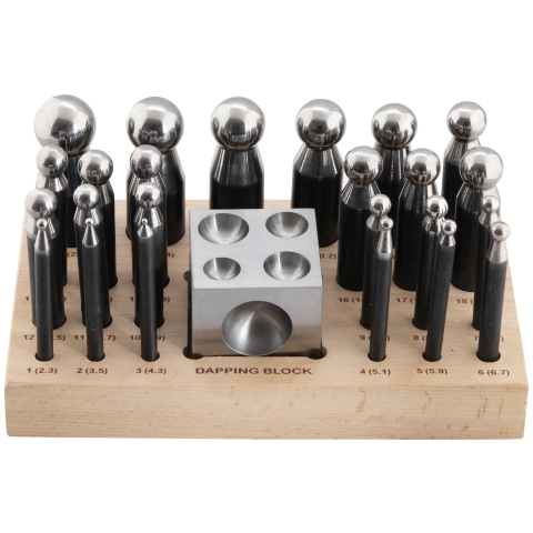 Dapping, Doming, Forming Block & Punch Set, 24 Piece