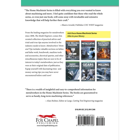 Metalworkers Hints and Tips for Home Machinists - back cover