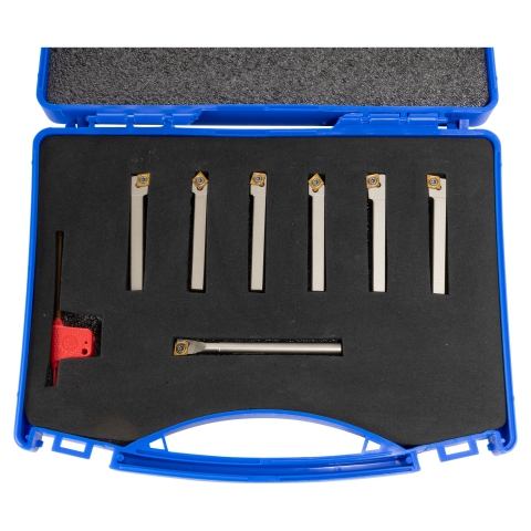 INDEXABLE TURNING TOOL SET OF 7PCS WITH INSERT 1/4 inch - in case