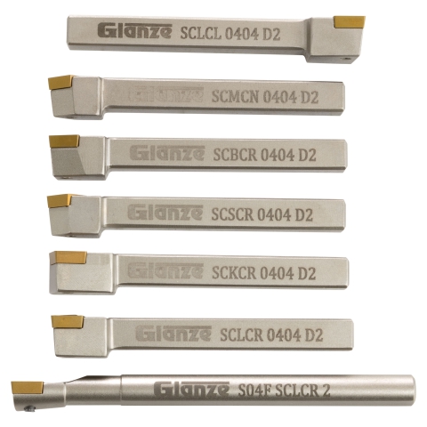 INDEXABLE TURNING TOOL SET OF 7PCS WITH INSERT 1/4 inch - cutters showing size