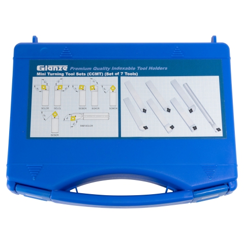 INDEXABLE TURNING TOOL SET OF 7PCS WITH INSERT 1/4 inch - case